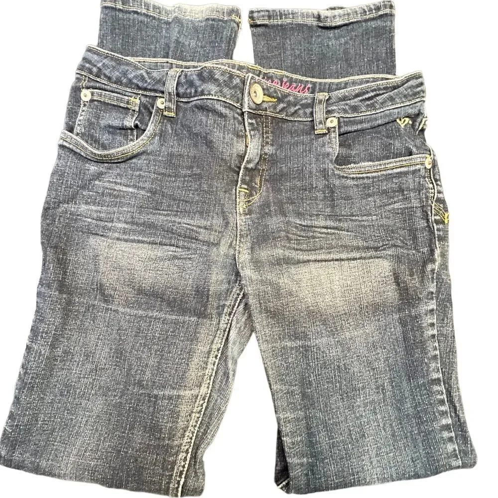 Justice Jeans Teen Girls 16.5 Skinny Dark Blue Cotton Stretch Denim Mid Rise